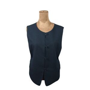 Vintage Wool Vest Women’s L – Winter Fashion Solid Black Giorgio Sant’Angelo
